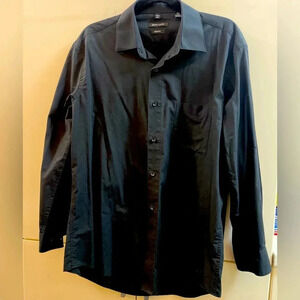Pierre Cardin Dress Shirt Mens Size L 16-16.5 32/33 Black Button Up Long Sleeve